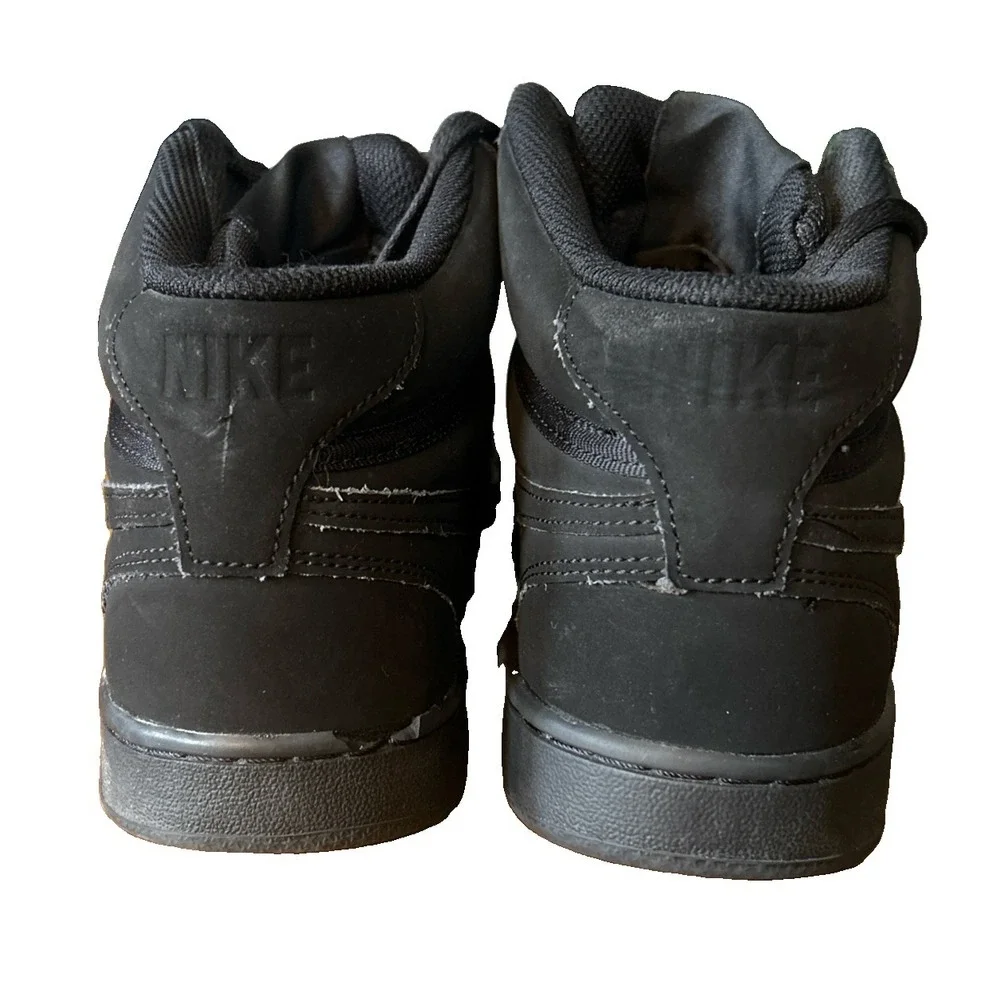 Nike Court Vision Mid Sneaker Shoes Suede Triple Black Mens Size 7.5 CU6620 001